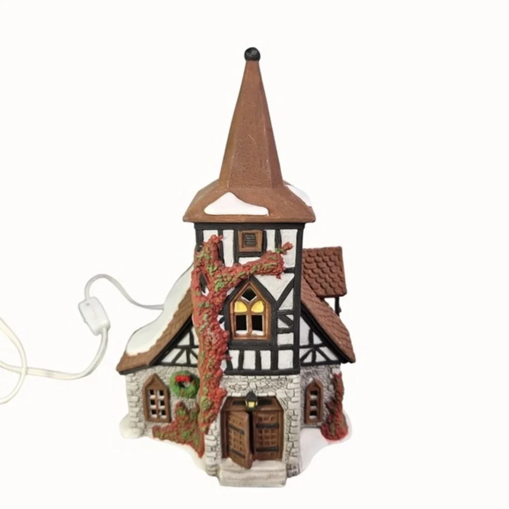 Department 56 Old‎ Michael Church Lighted Dickens Christmas Village House Vtg